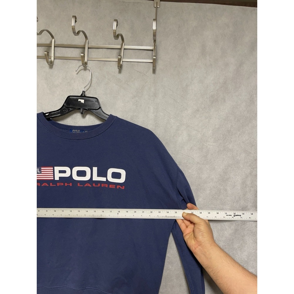 Polo Ralph Lauren Sweater Men L Blue Spell Out Sweatshirt Pullover Casual Hybrid - Picture 3 of 8
